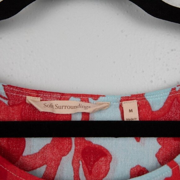 Soft Surroundings Siesta Key light blue and red tunic top-M - Picture 4 of 5